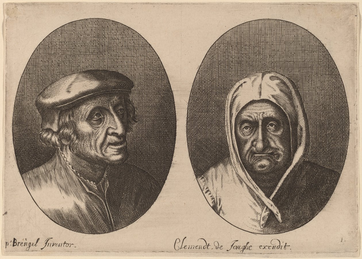 Hlavy selského muže a ženy od Adriaen Brouwer after Pieter Bruegel the Elder