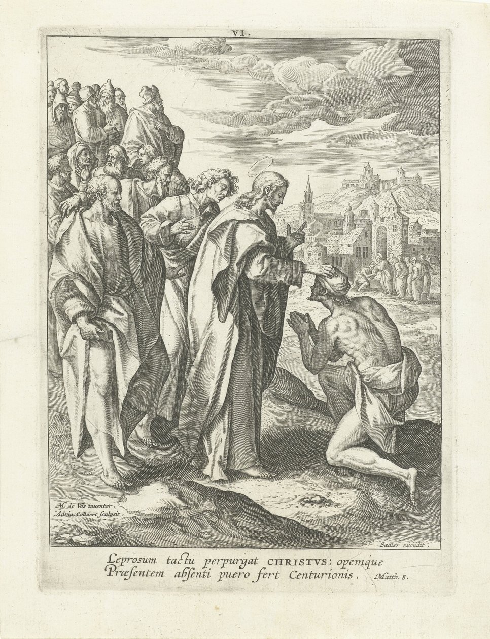 Uzdravení malomocného Život Krista (název série) Vita I. Christi (název série) od Adriaen Collaert