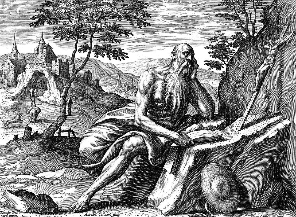 Svatý Jeroným, c1540-1567 od Adriaen Collaert
