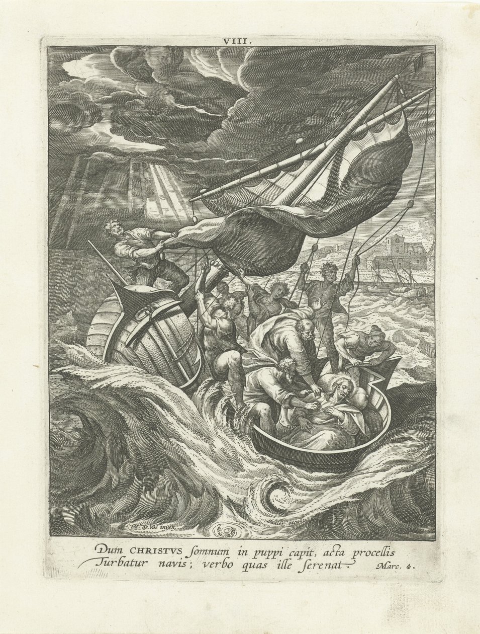 Bouře na Galilejském jezeře Život Krista (název série) Vita I. Christi (název série) od Adriaen Collaert
