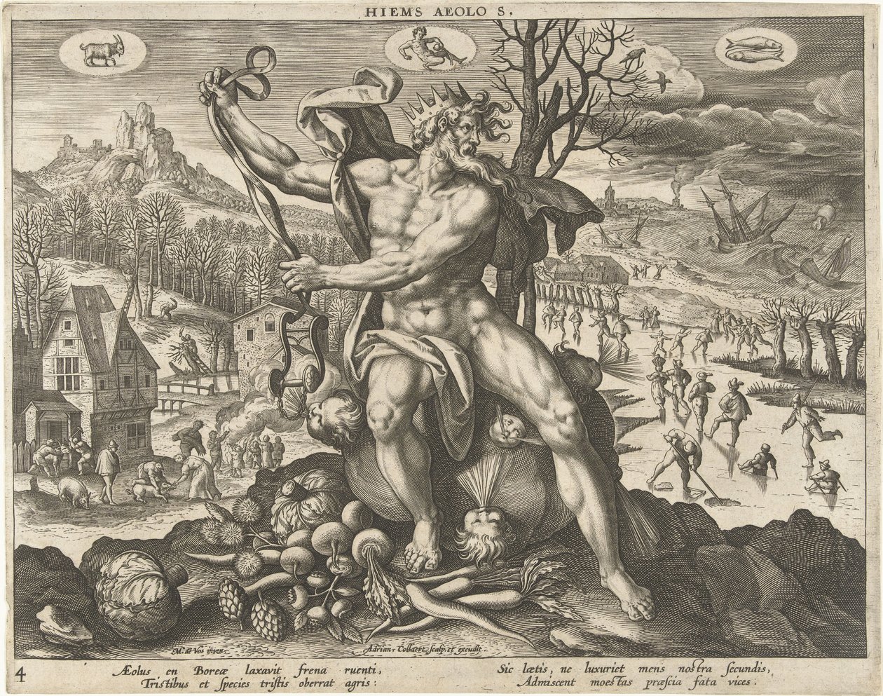Zima Hiems Aeolos. (název na objektu) The Four Seasons (název série) od Adriaen Collaert