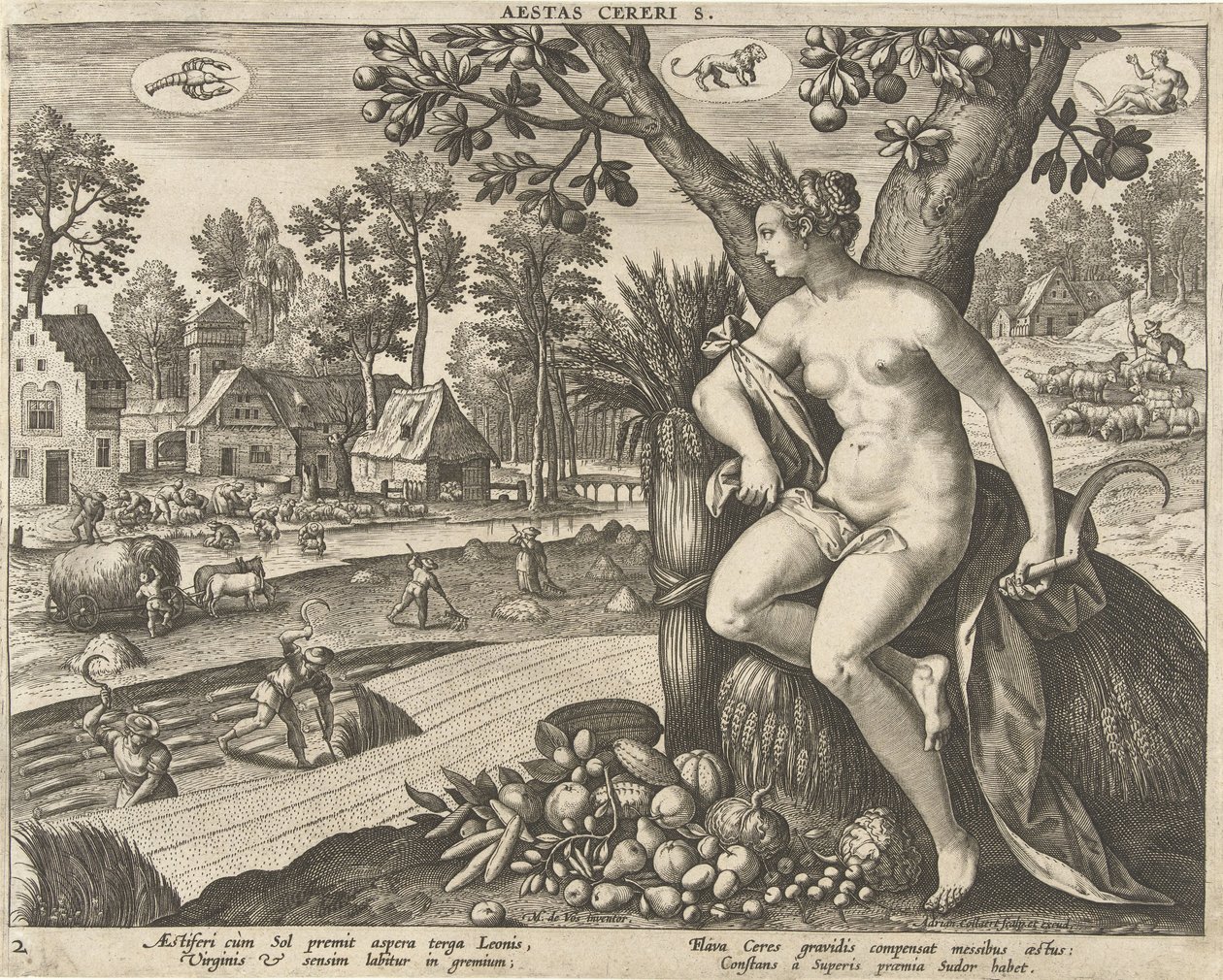 Léto Aestas cereris. (název na objektu) The Four Seasons (název série) od Adriaen Collaert
