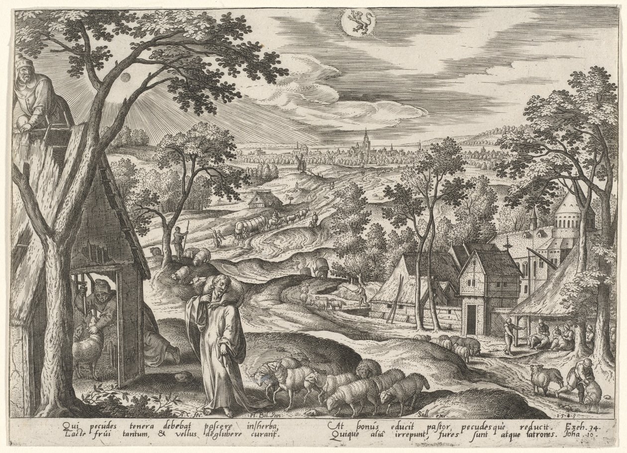 Dobrý pastýř od Adriaen Collaert after Hans Bol