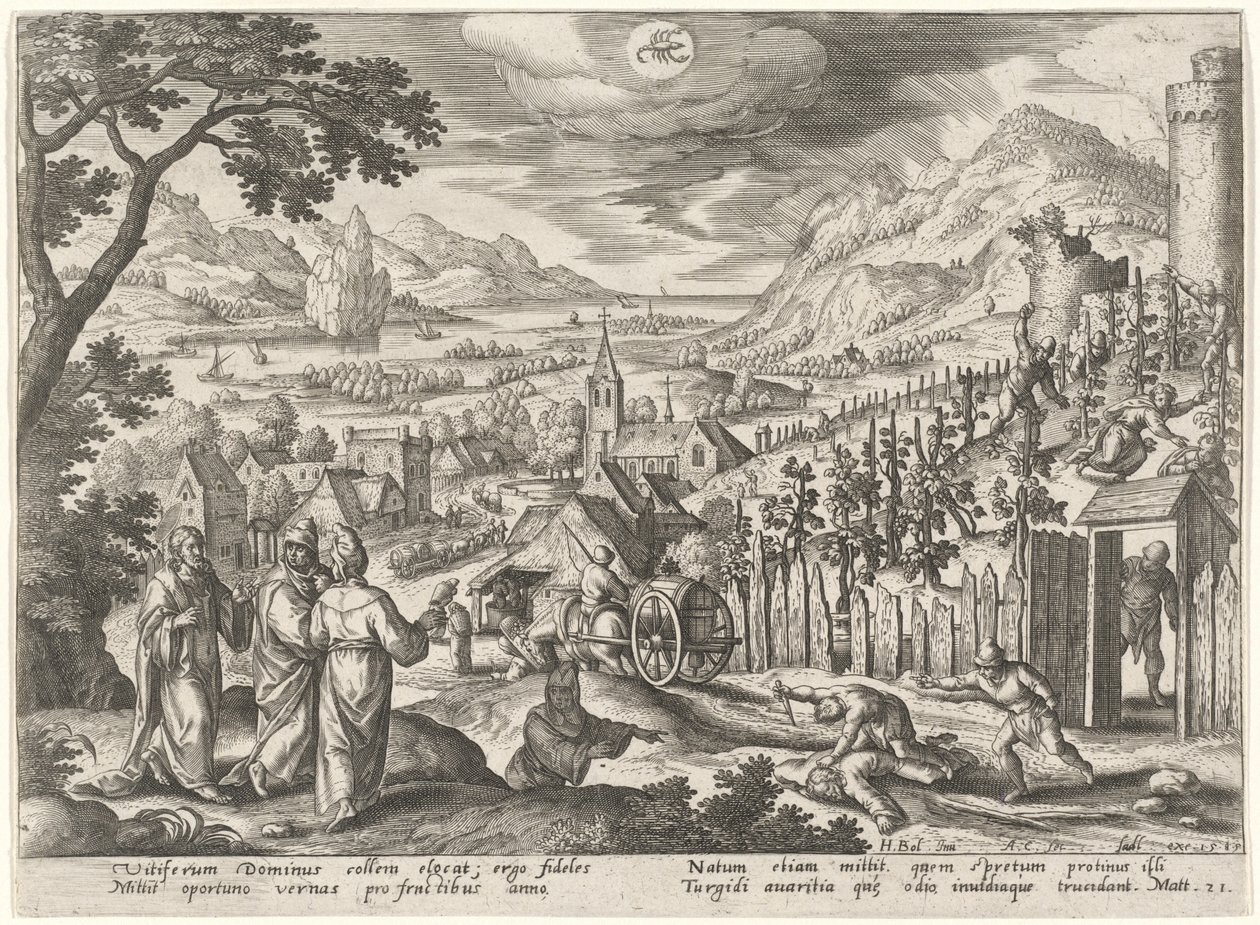 Podobenství o nespravedlivých manželech od Adriaen Collaert after Hans Bol