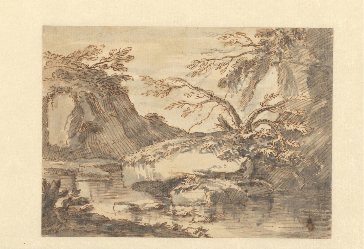 Krajina s velkými balvany ve vodě od Adriaen Honich (attributed to)