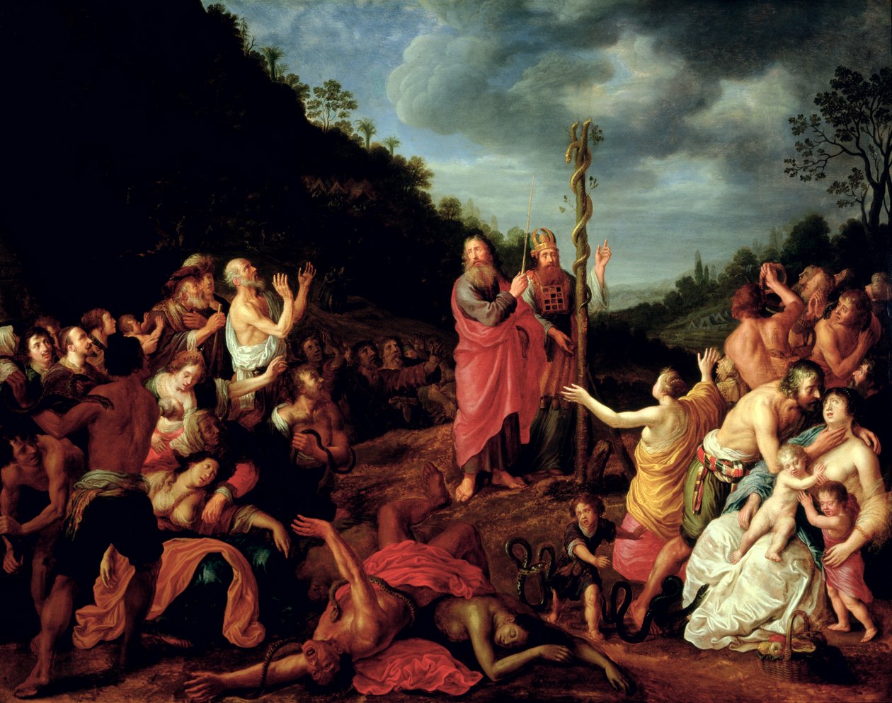 Mojžíš a drzý had, 1640 od Adriaen I van Nieulandt