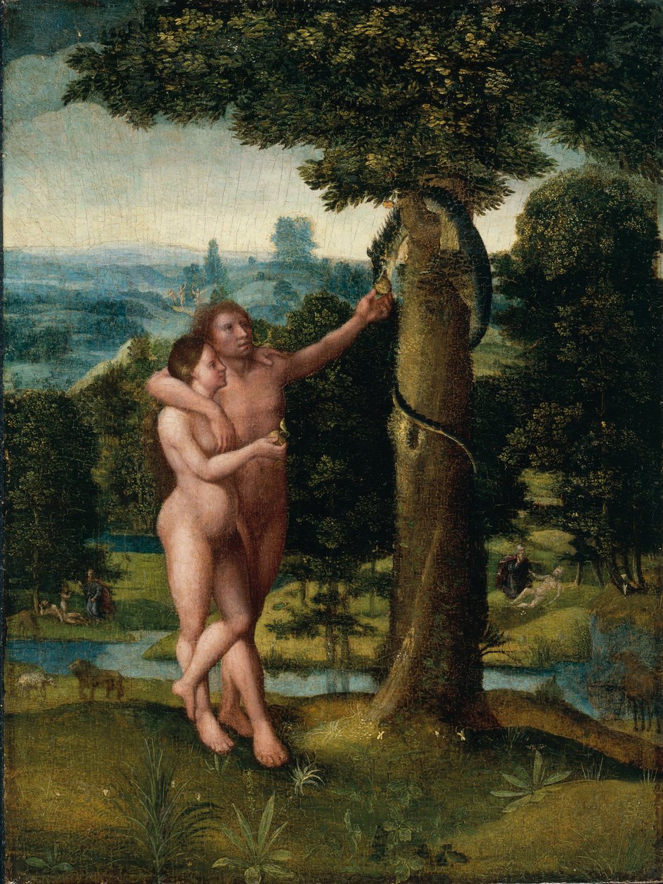 Adam a Eva, asi 1520 (olej na dubovém dřevě) od Adriaen Isenbrandt or Isenbrant