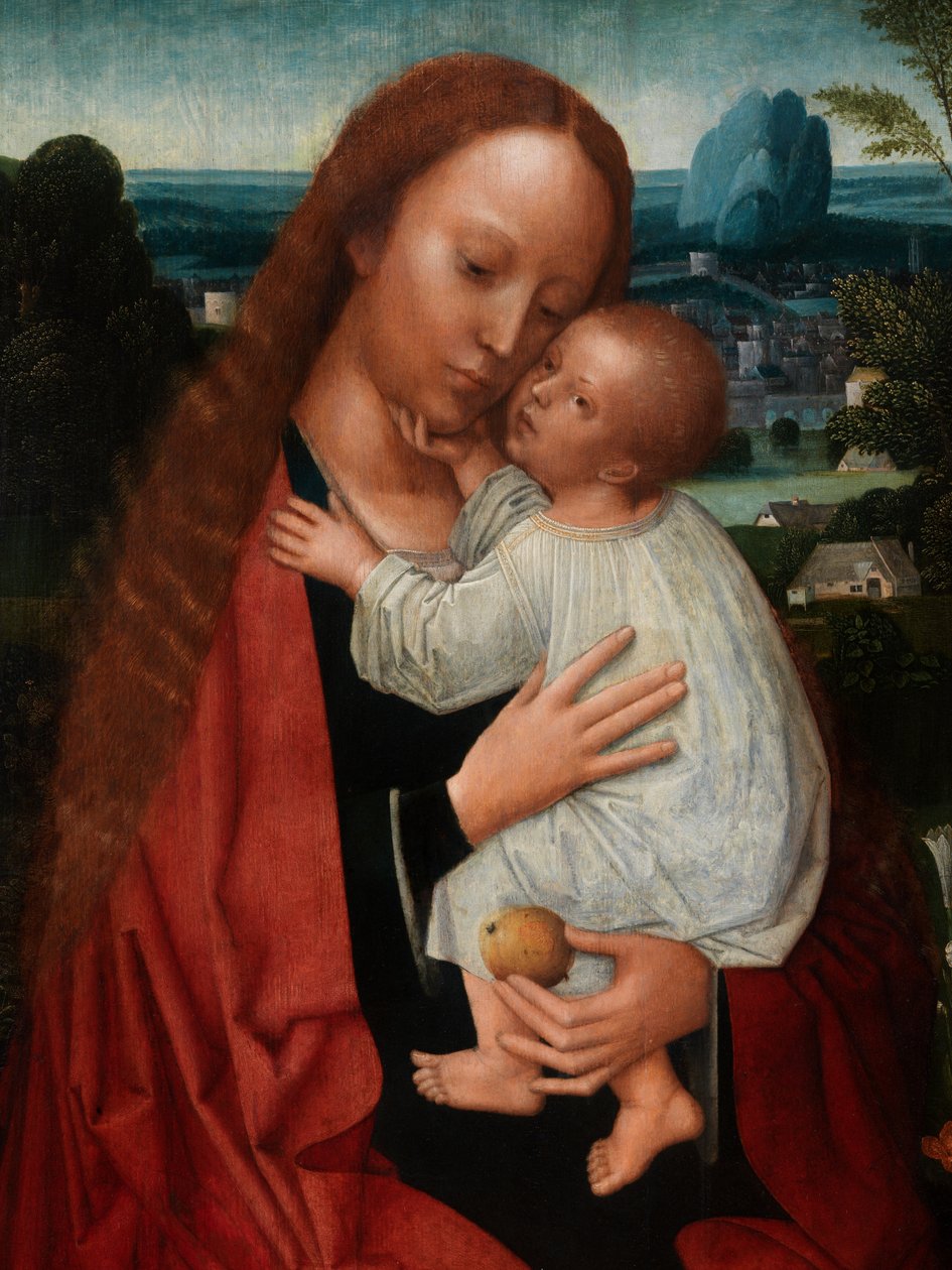 Detail Madony s Janem Křtitelem a svatým Jeronýmem (olej na desce) od Adriaen Isenbrandt or Isenbrant