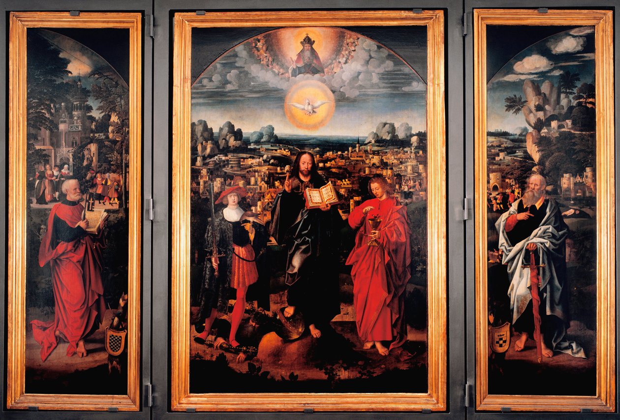 Tryptic of Saint Pancrace - Malba na dřevě od Adriaena Isenbranta (Adrien Ysenbrant, Ysenbrandt, Hysebrant) (1490-1551) Debut 16. století Rozměr 185x270 cm Genes, chiesa di san Pancrazio od Adriaen Isenbrandt or Isenbrant
