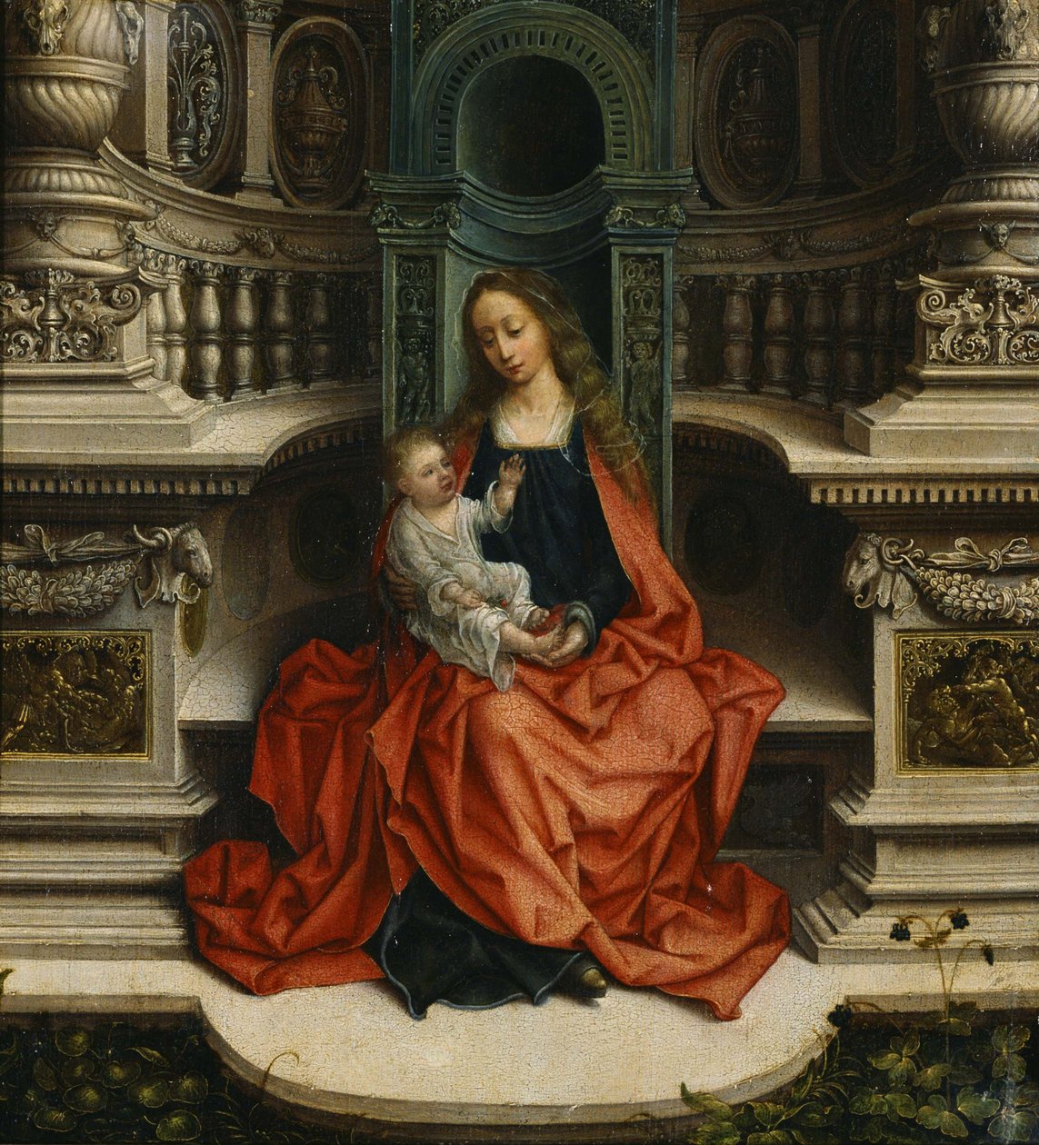 Madona s dítětem na trůnu, 16. století od Adriaen Isenbrandt or Isenbrant