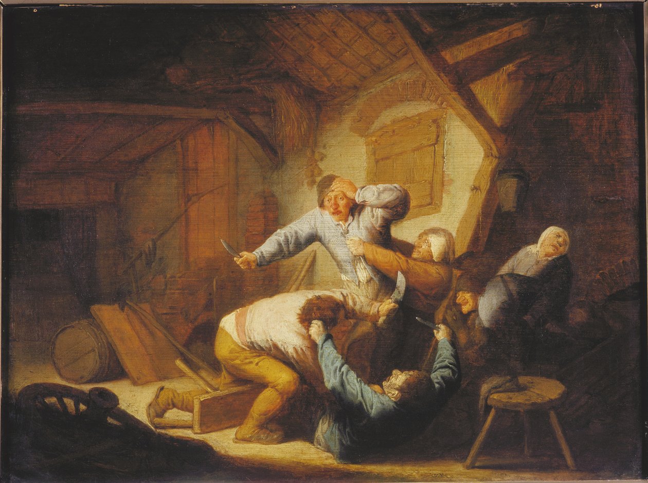 Boj farmářů, polovina 17. století. od Adriaen Jansz Ostade van