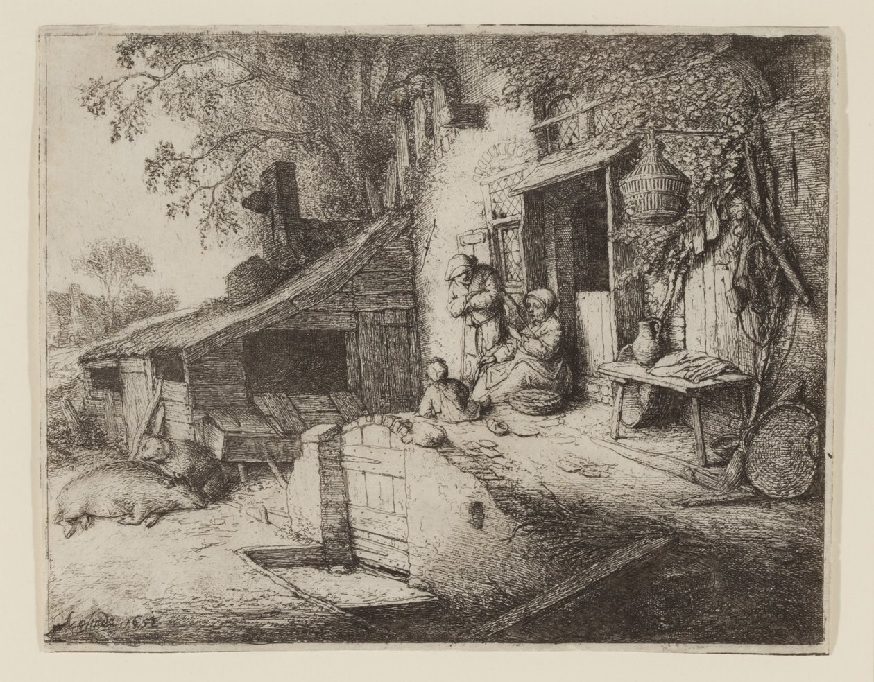 U dveří chalupy - Spinner od Adriaen Jansz. van Ostade