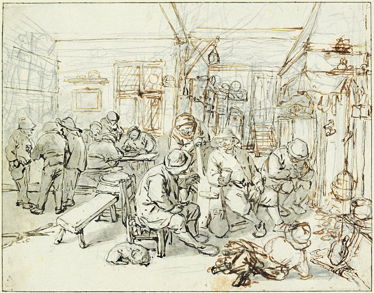 Společnost rolníků v hospodě, asi 1675 od Adriaen Jansz. van Ostade