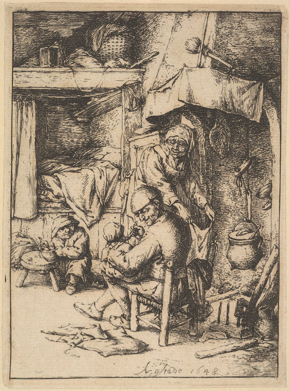 Otec rodiny dával vývar svému dítěti, 1610-85. od Adriaen Jansz. van Ostade