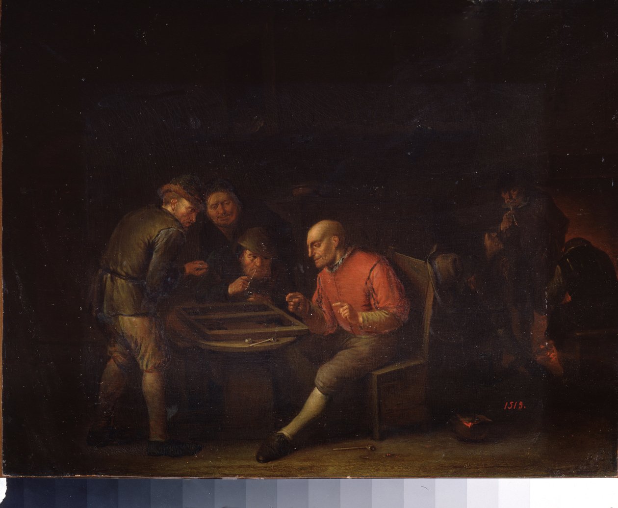 Vlámové hrají kostky. (Flemings hrající kostky). Obraz Adriaena Jansze van Ostade (1610-1685). holandská škola. Olej na plátně. Muzeum paláce Gatchina, Petrohrad. od Adriaen Jansz. van Ostade