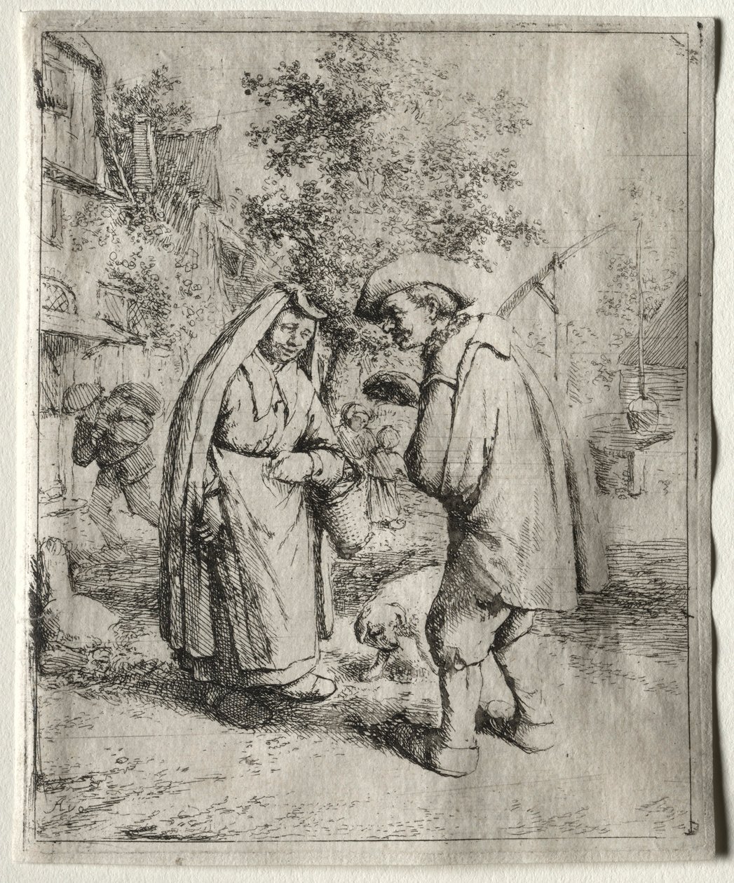 Muž konverzuje se ženou. od Adriaen Jansz. van Ostade