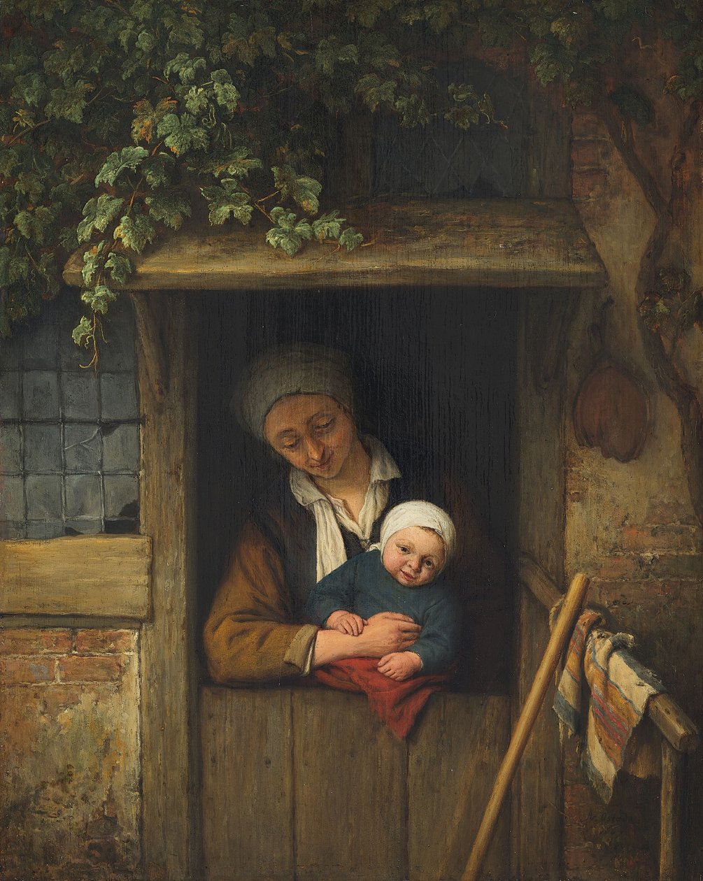 Matka s dítětem u dveří od Adriaen Jansz. van Ostade