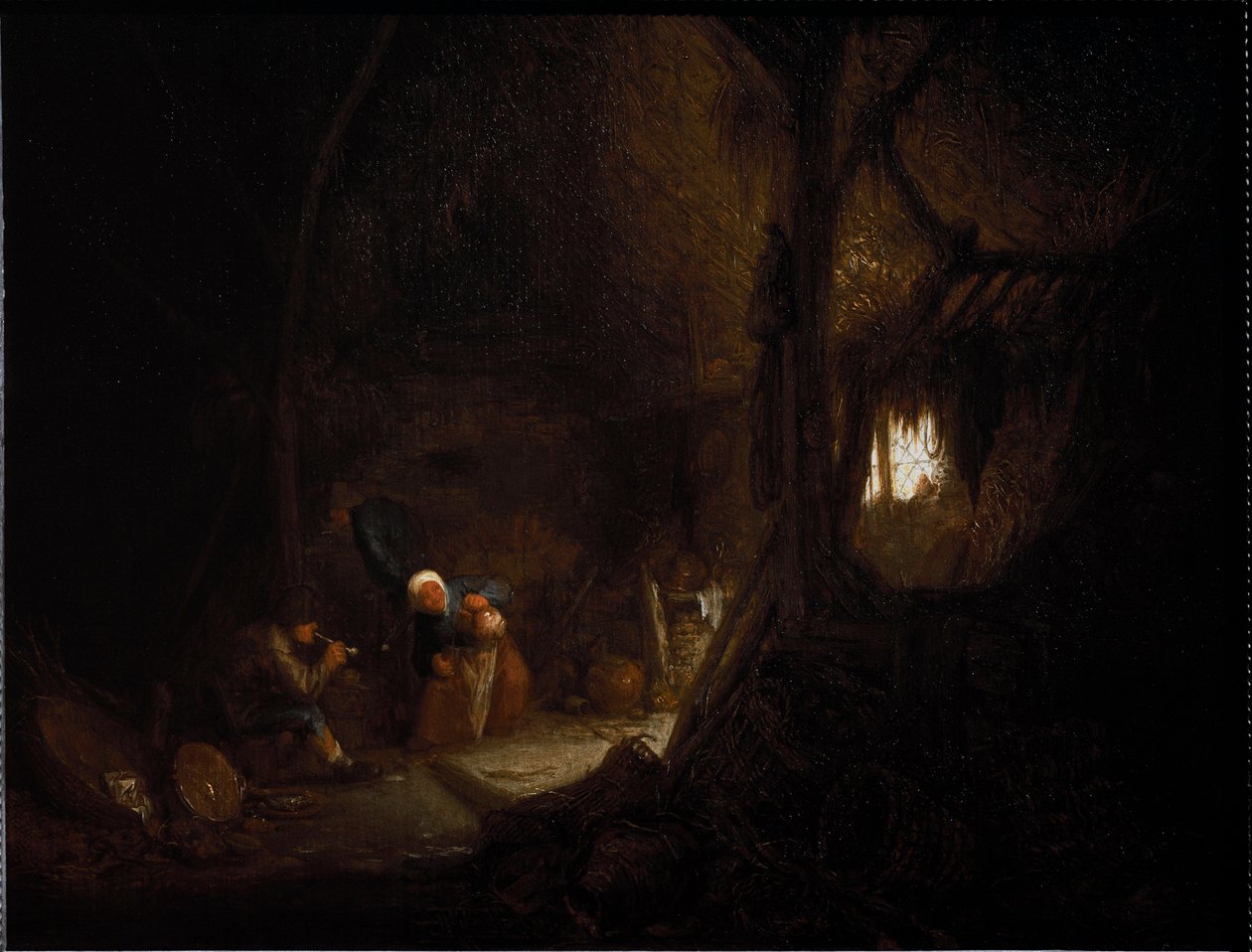 Rolnická rodina ve stodole (olej na plátně od Adriaen Jansz. van Ostade