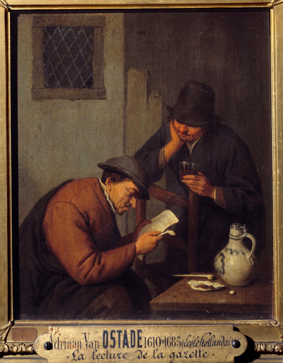 Reading the Gazette Painting od Adriena Van Ostade (1610-1685) od Adriaen Jansz. van Ostade