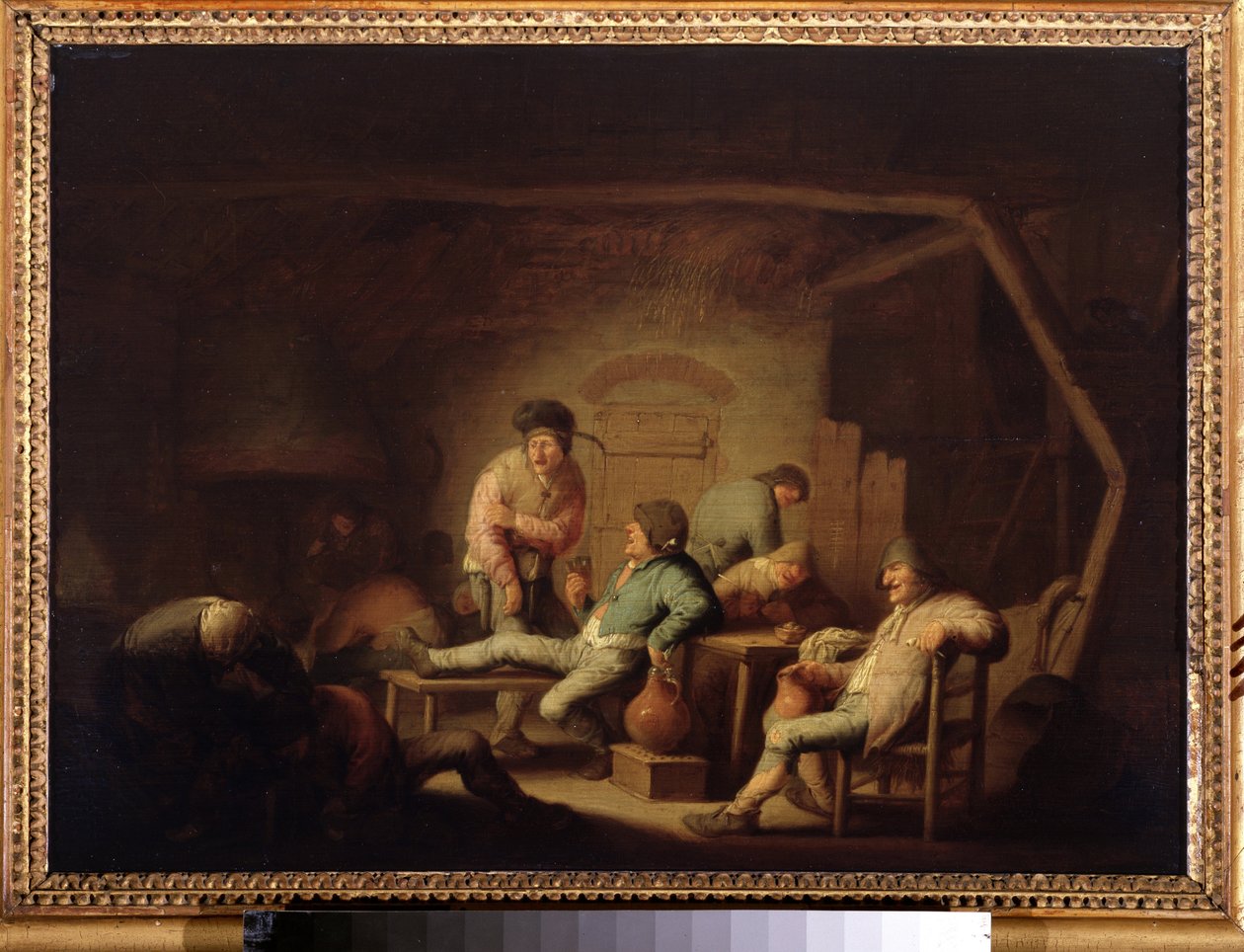 Scéna v hostinci. (Scéna z hospody). Obraz Adriaena Jansze van Ostade (1610-1685), kolem 1635. Holandská škola, barokní sloh. Olej na dřevě. Puškinovo muzeum, Moskva. od Adriaen Jansz. van Ostade