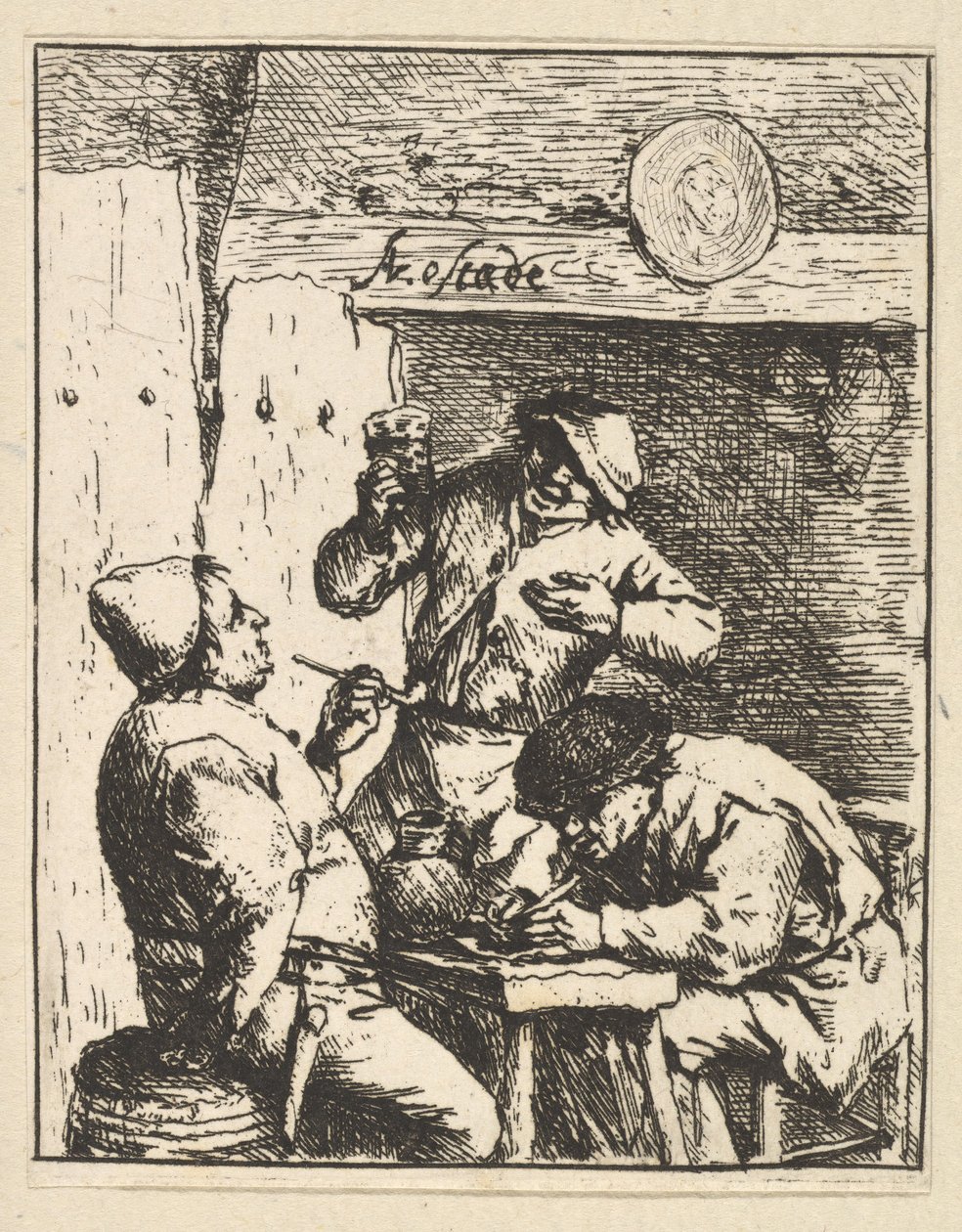 Zpěvák stojící mezi dvěma kuřáky, 1610-85. od Adriaen Jansz. van Ostade
