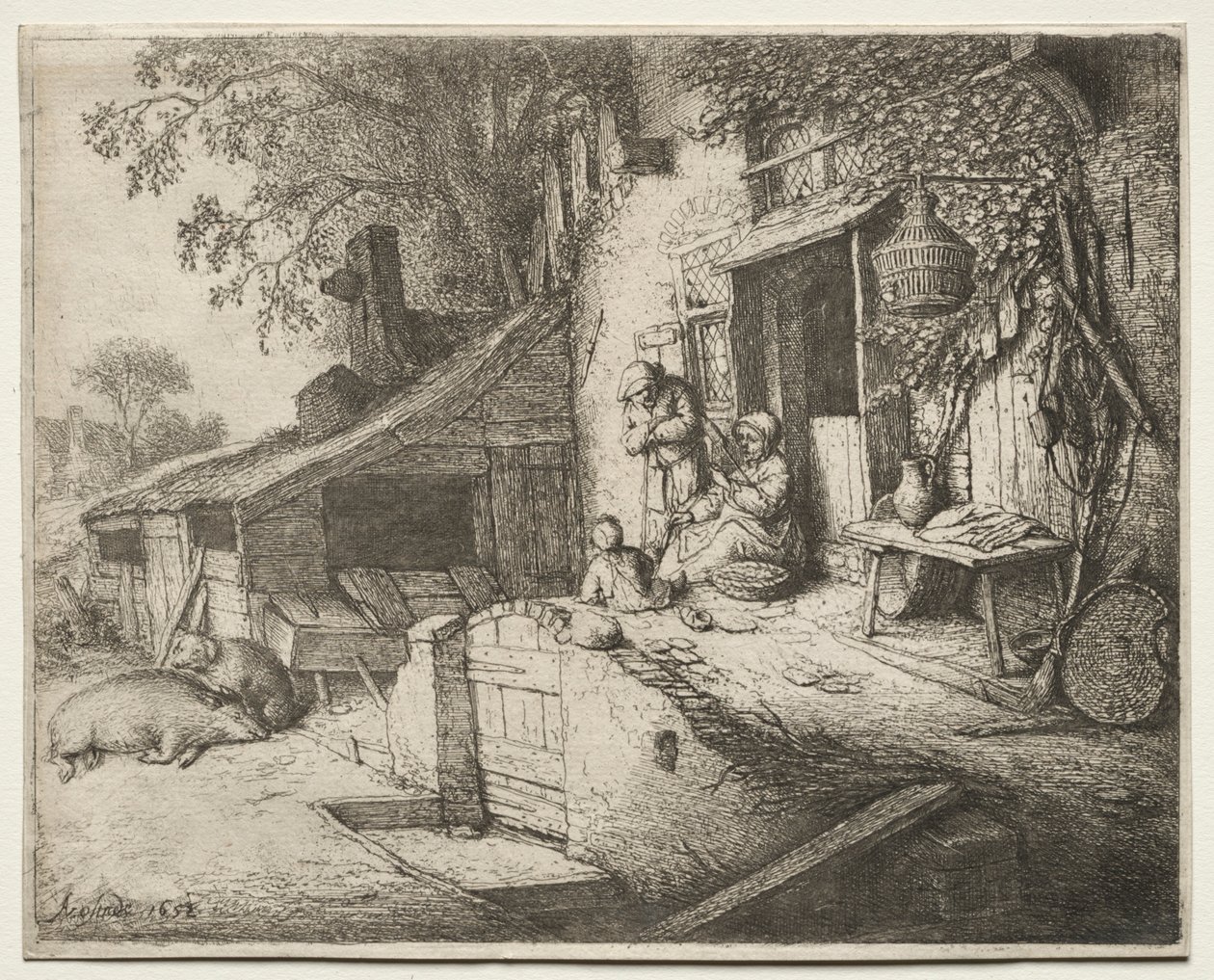 Žena Spinning. od Adriaen Jansz. van Ostade