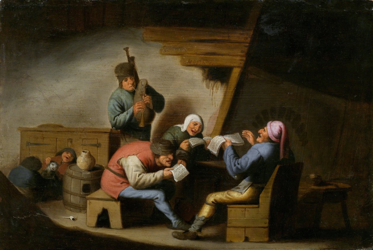 Vesničtí zpěváci - Vesničtí zpěváci - Obraz Adriaena Jansze van Ostade (1610-1685) - Olej na dřevě - 21,8x32,2 - Národní galerie, Praha od Adriaen Jansz. van Ostade