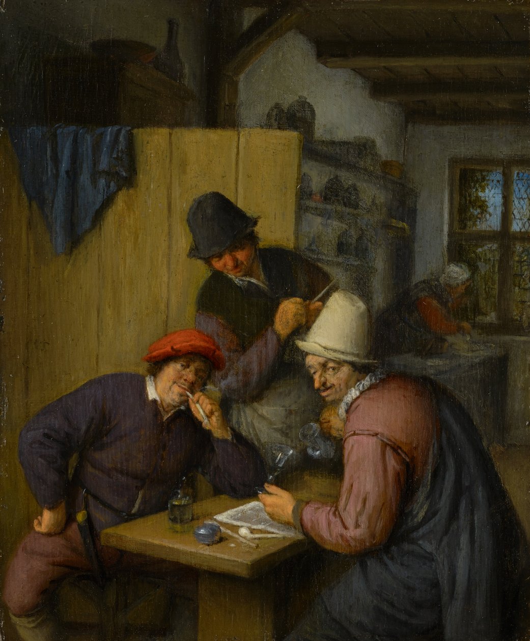 Tři pijící a kouřící farmáři v krčmě, 1666-67 od Adriaen Jansz. van Ostade
