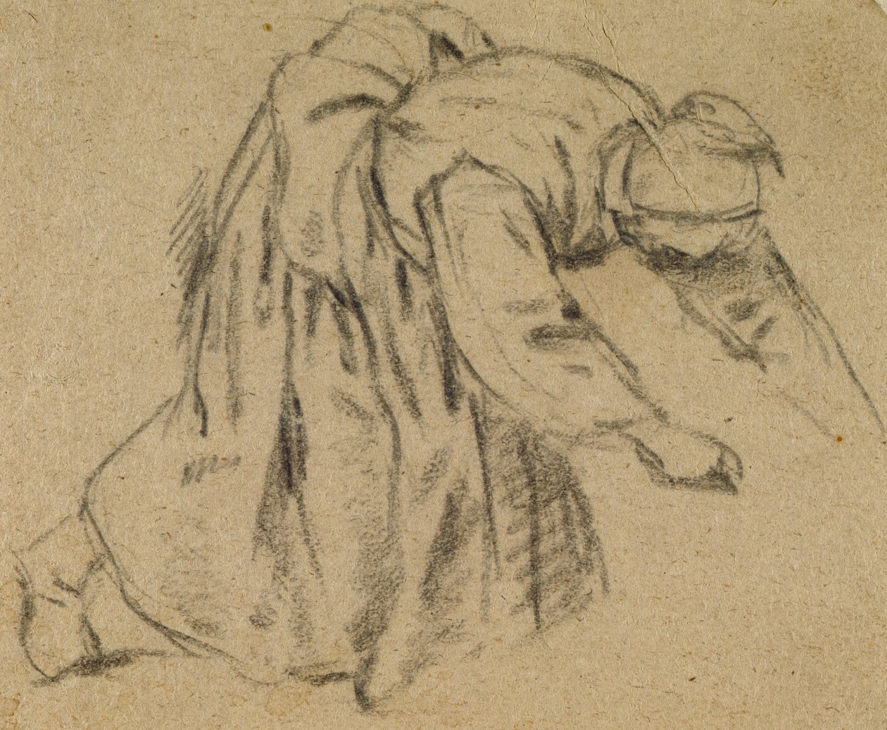 Woman Bending Down, 1656 (křída na papíře) od Adriaen Jansz. van Ostade