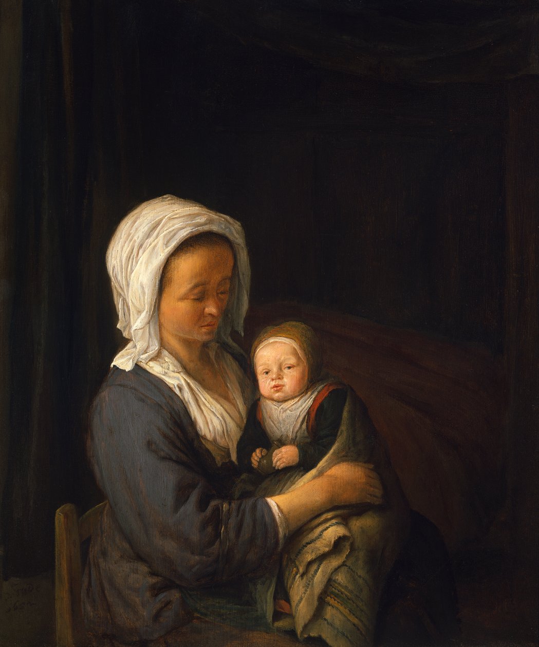 Žena držící dítě na klíně od Adriaen Jansz. van Ostade