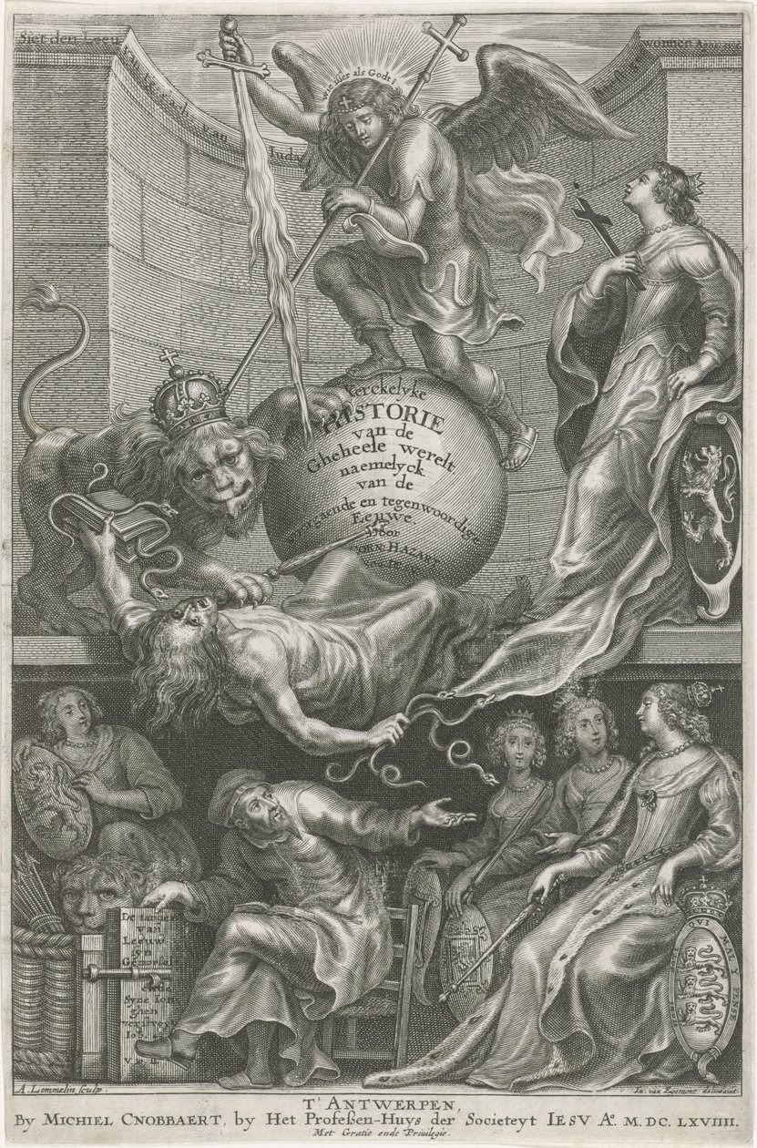 Alegorický titulní list se sraženou Závist Titulní strana pro: C. Hazart, Kerckelycke historie, 1669 od Adriaen Lommelin