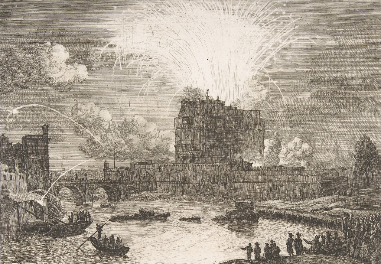 Ohňostroj v Římě nad Castel Sant