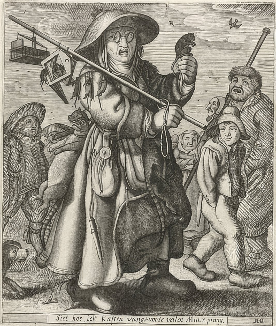 Mäusefänger (chytač myší) od Adriaen Matham