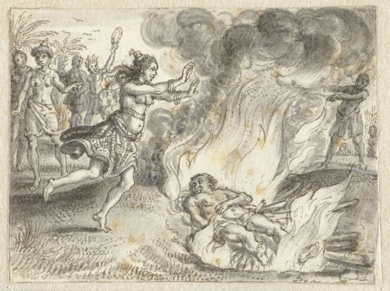 Kremace, jak ji praktikují lidé v daleké zemi od Adriaen Pietersz van de Venne