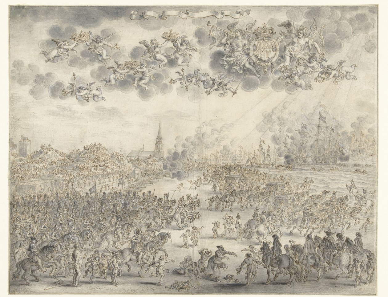 Odjezd Karla II ze Scheveningenu Nalodění krále Karla II v Scheveningenu, 2. června 1660 od Adriaen Pietersz van de Venne