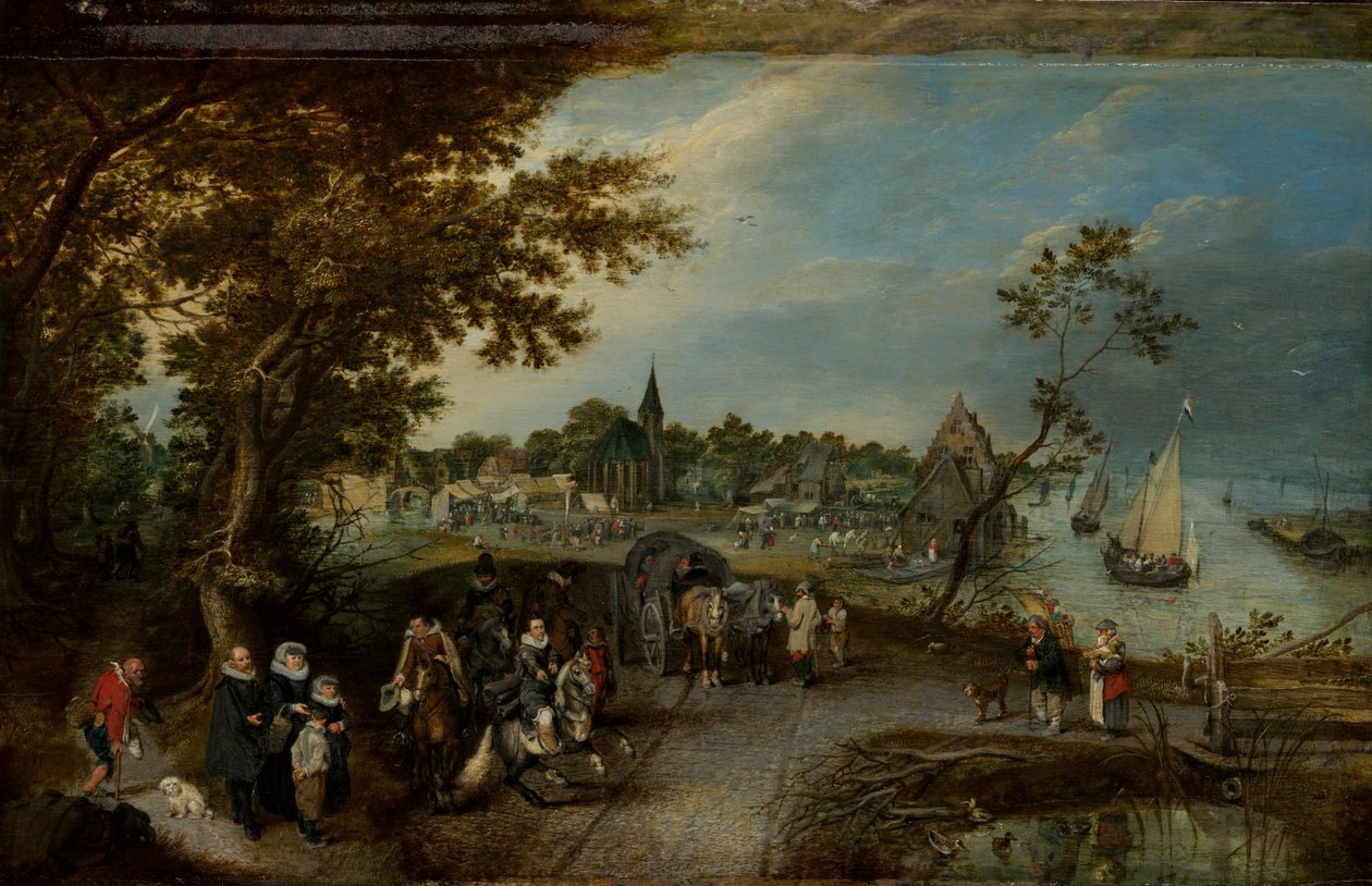 Krajina s figurami a vesnická pouť (Village Kermesse) od Adriaen Pietersz van de Venne