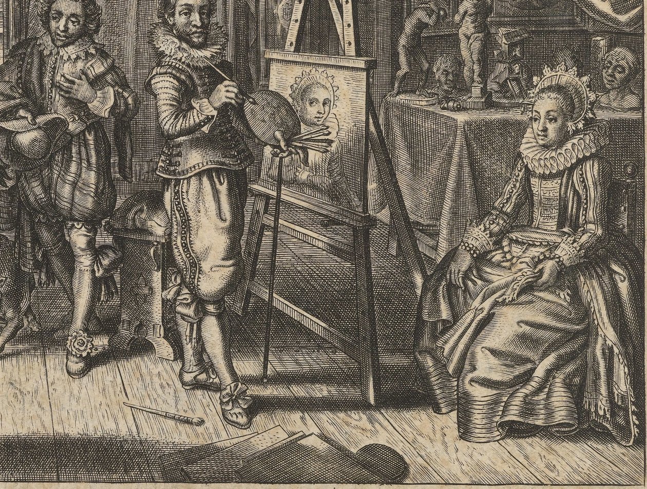 Malíř a modelka ve studiu Houwelyck (název série) od Adriaen Pietersz van de Venne
