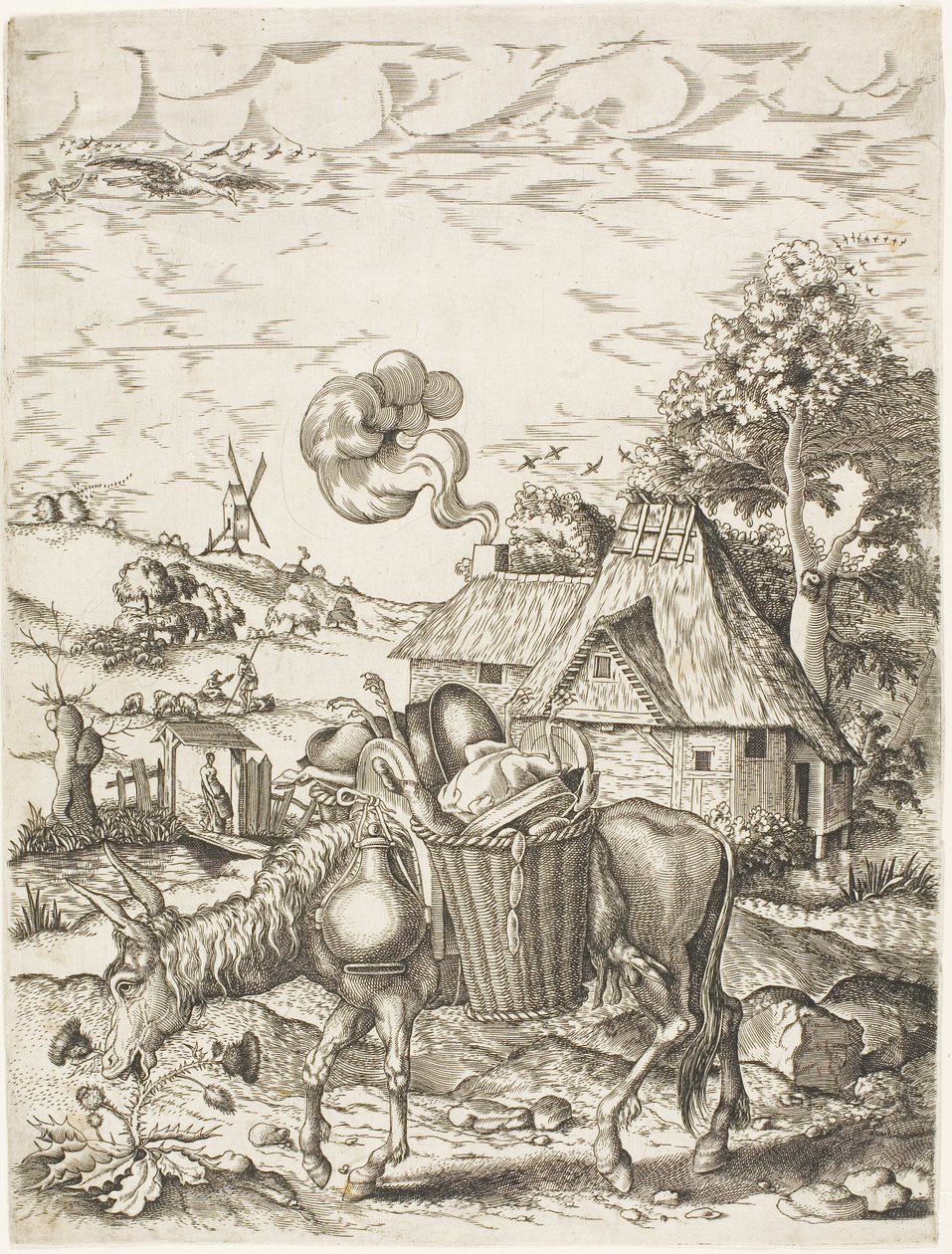 Osel naložený jídlem, z Emblematic Figures of Animals od Adriaen Pietersz. van de Venne