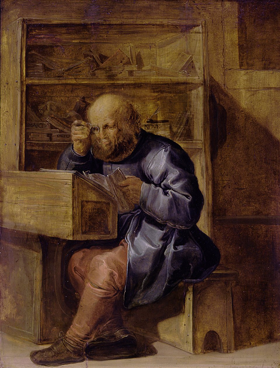 Korektor Cornelis Kiel v práci, první polovina 17. od Adriaen Pietersz. van de Venne