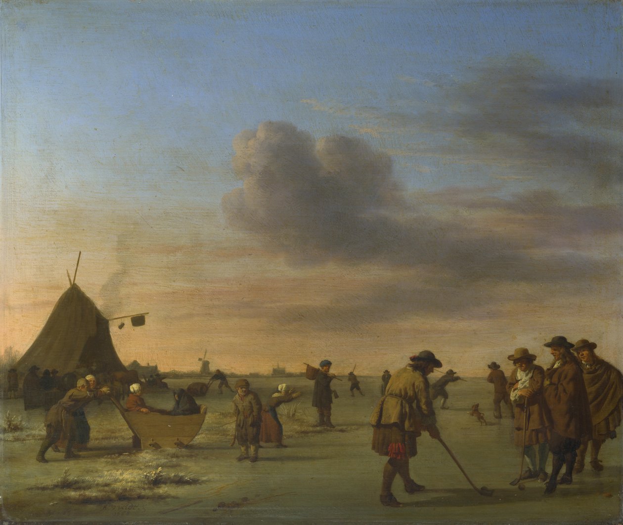 Golfisté na ledě poblíž Haarlemu, 1668 od Adriaen Velde van de
