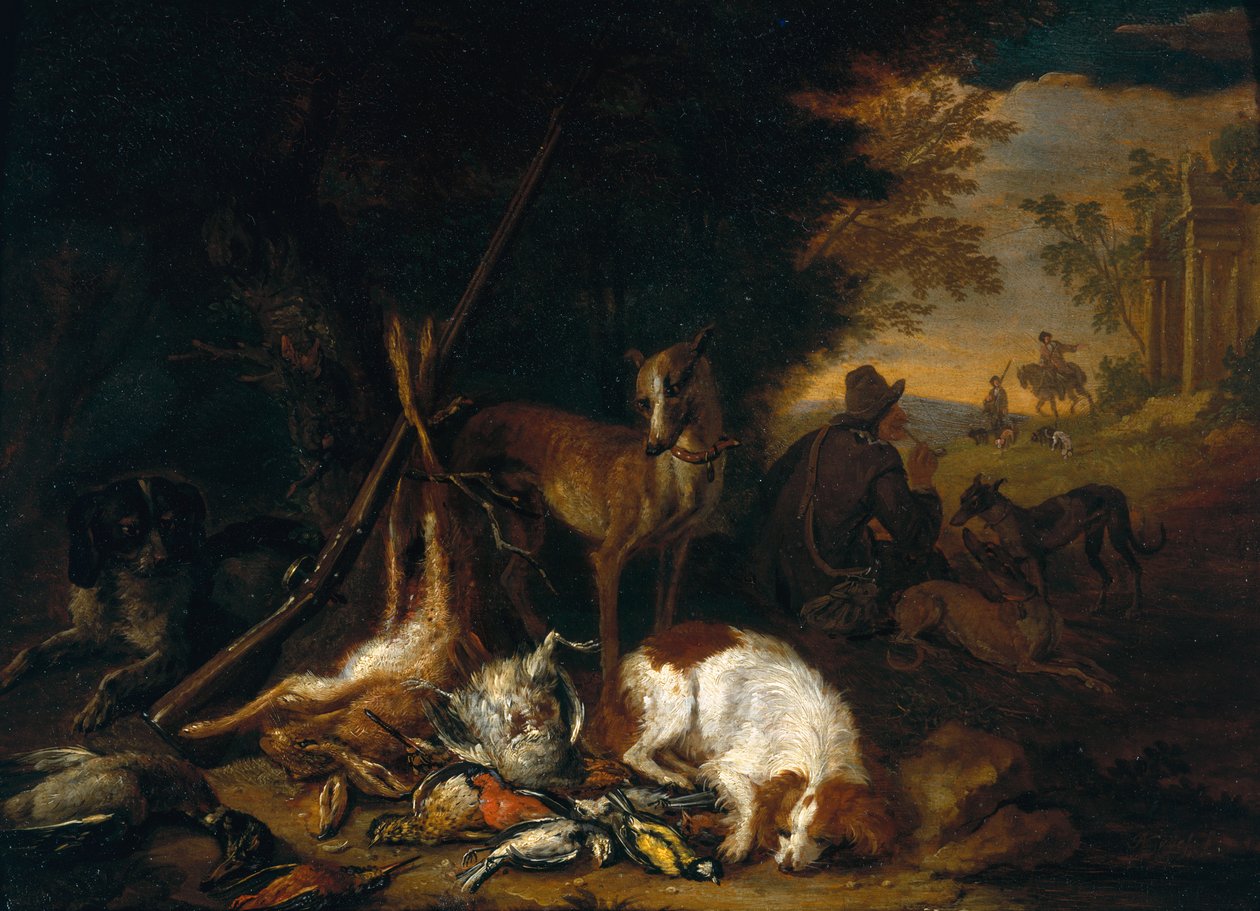 Lovec se svými psy od Adriaen de Gryef