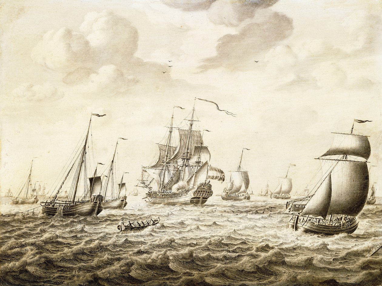 Holandský válečný muž střílející pozdrav - Penschilderij, od Adriaen van Salm