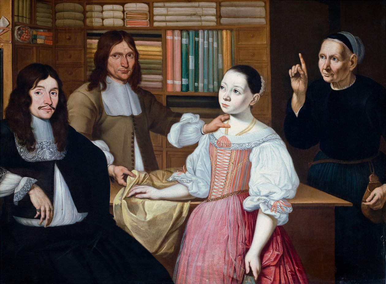 V Draperově obchodě, 1670 od Adriaen van Bloemen
