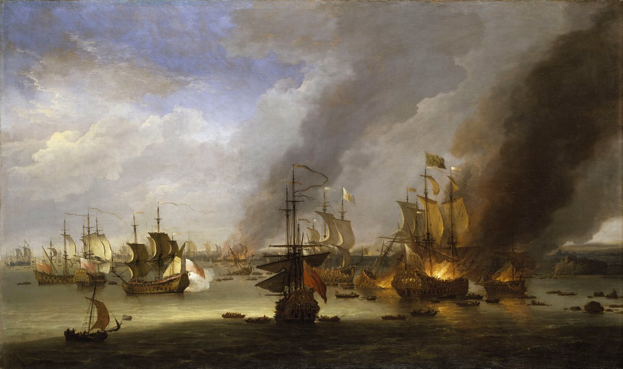 Zničení "Soleil Royal" v bitvě u La Hogue, 23. května 1692, asi 1700 (olejomalba) od Adriaen van Diest