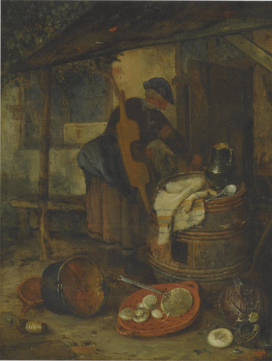 Služka u dveří se sudem a zeleninou od Adriaen Jansz. van Ostade