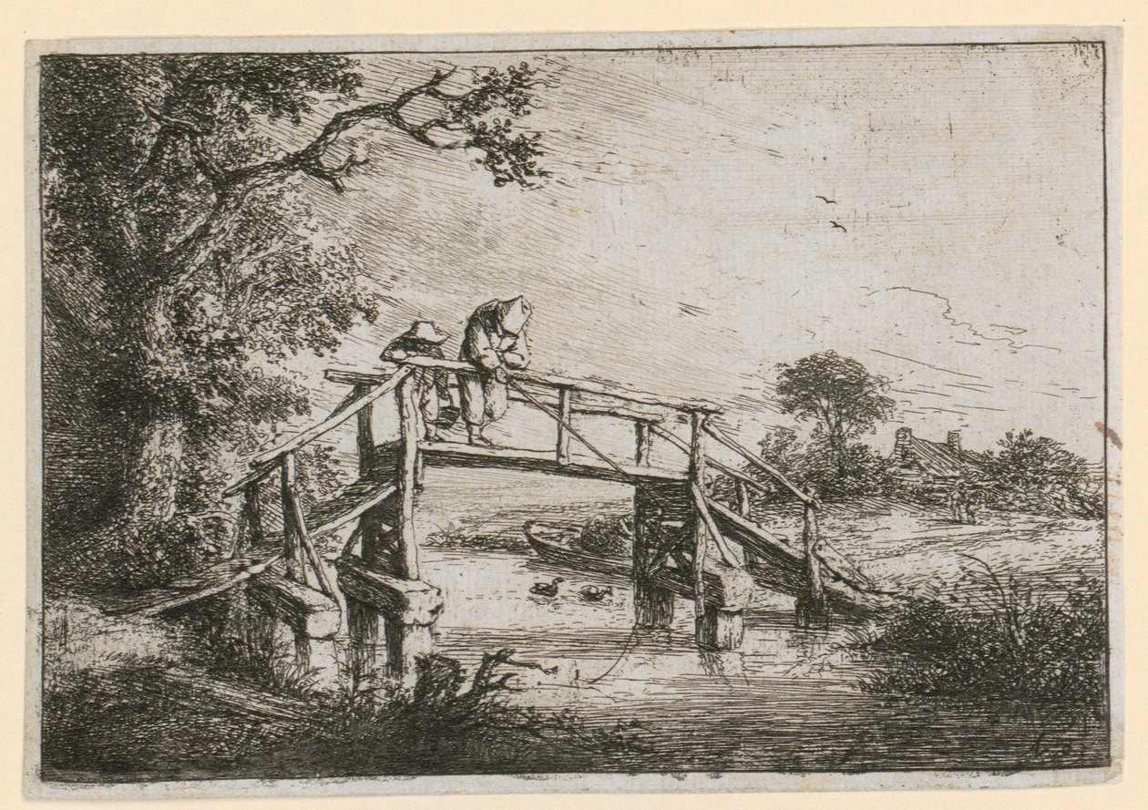 Rybáři na mostě od Adriaen van Ostade