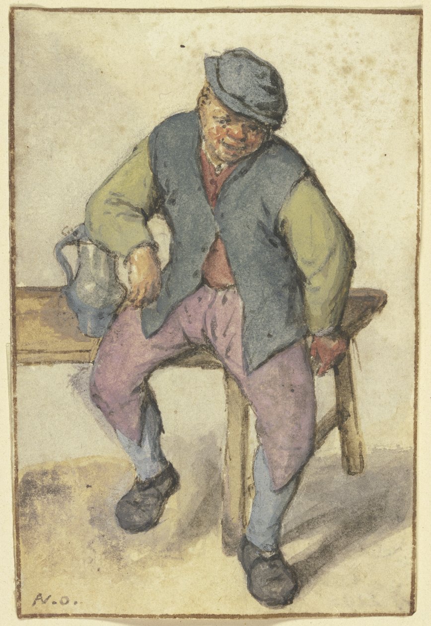 Sedlák sedící na stole od Adriaen van Ostade