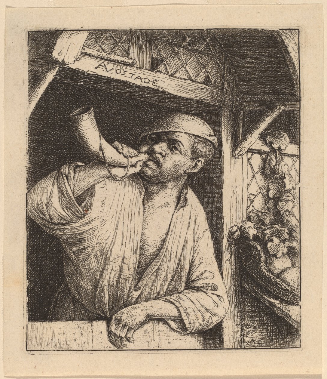 Baker troubí na roh od Adriaen van Ostade