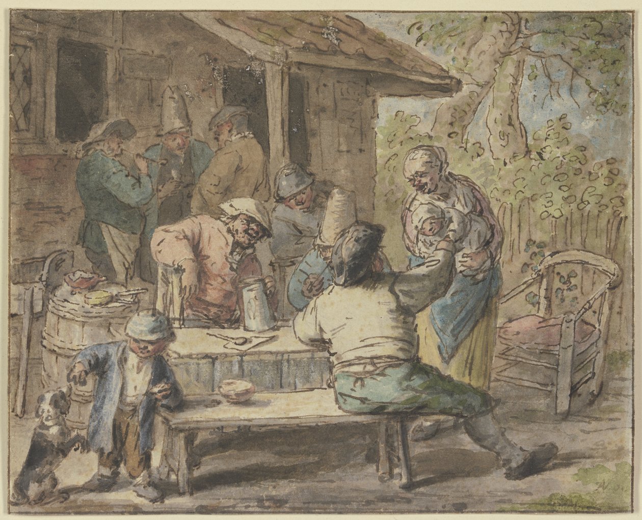 Rolníci s dětmi před domem od Adriaen van Ostade