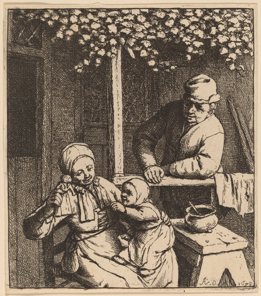 Dítě sáhne po panence od Adriaen van Ostade